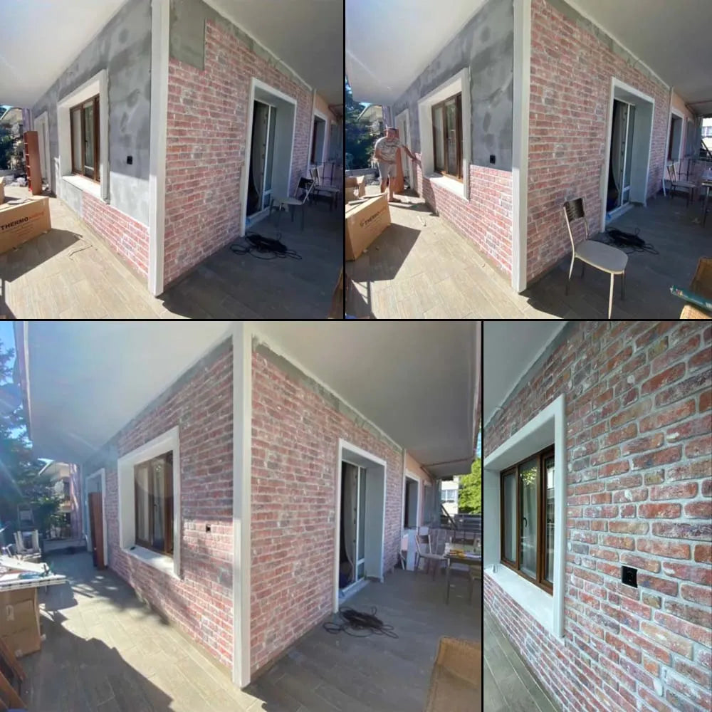 Показно преди и след облицовка на къща със сайдинг тухли